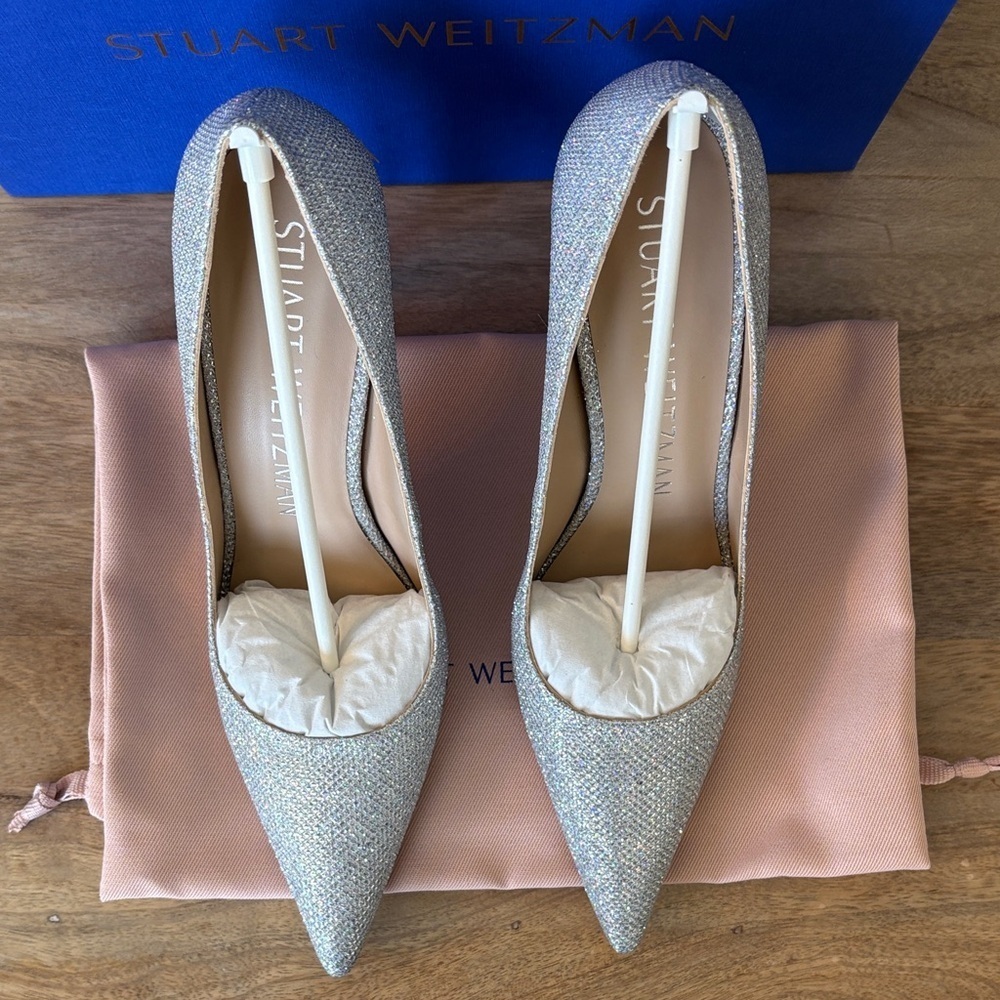 Stuart Weitzman Glittering Silver Heels - Picture 9 of 16